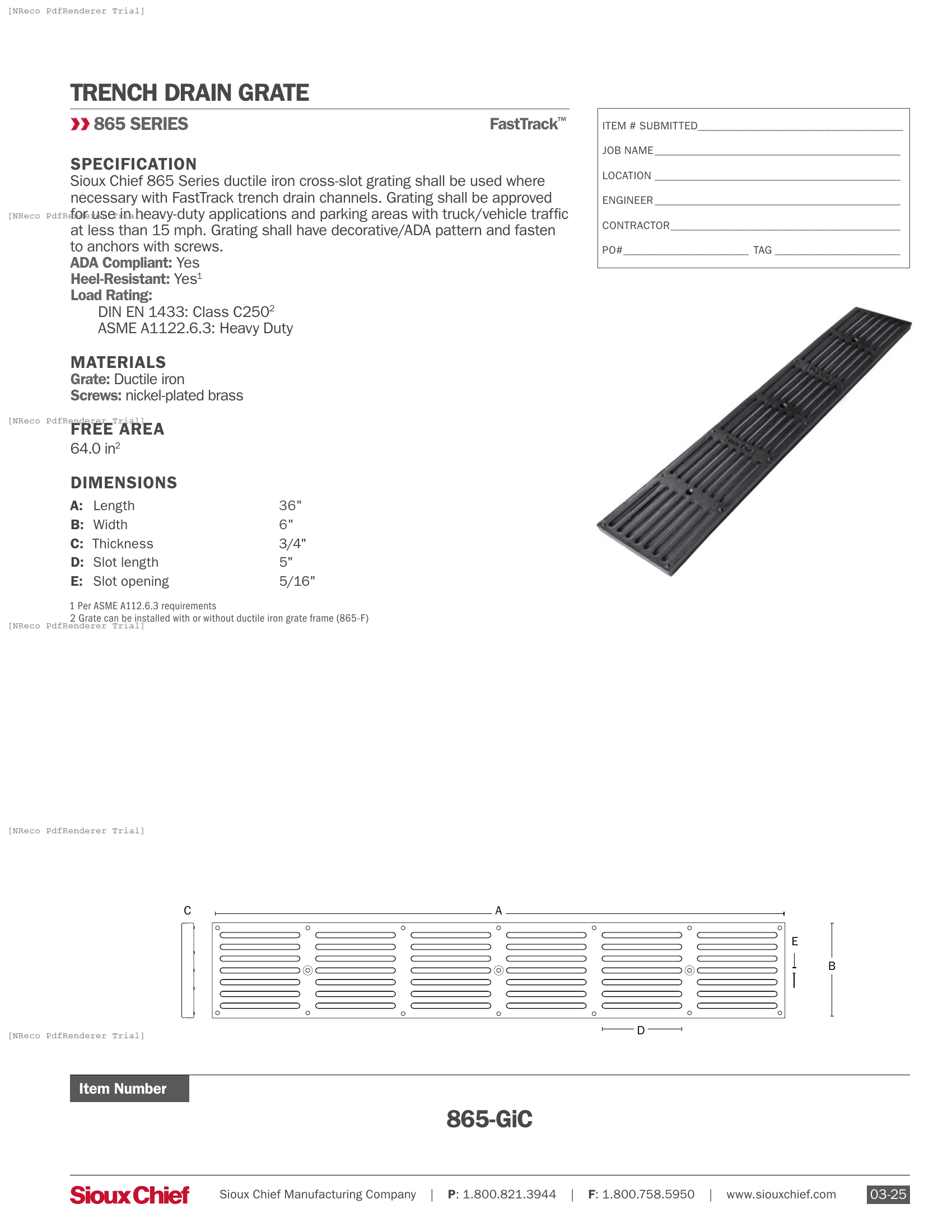 865-GIC - FASTTRACK CROSS-SLOT IRON GRATE - SPEC SHEET.PDF Specification Document